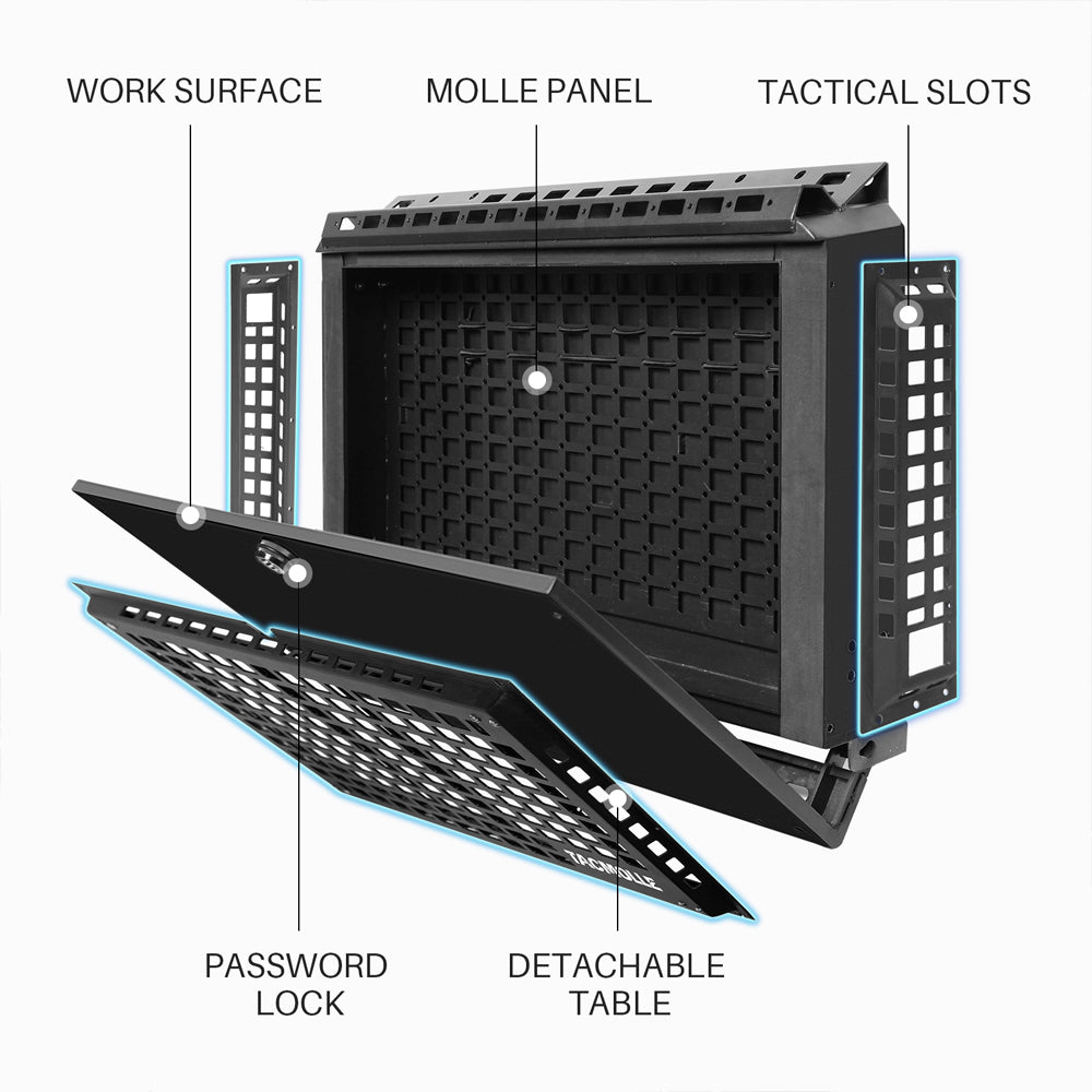 Rear Side Window Storage Box - Tactical Modular MOLLE Panel for Tools and Accessories, Rear Window Storage Panel Kit with Lock For Jeep Wrangler JL 2018-2024