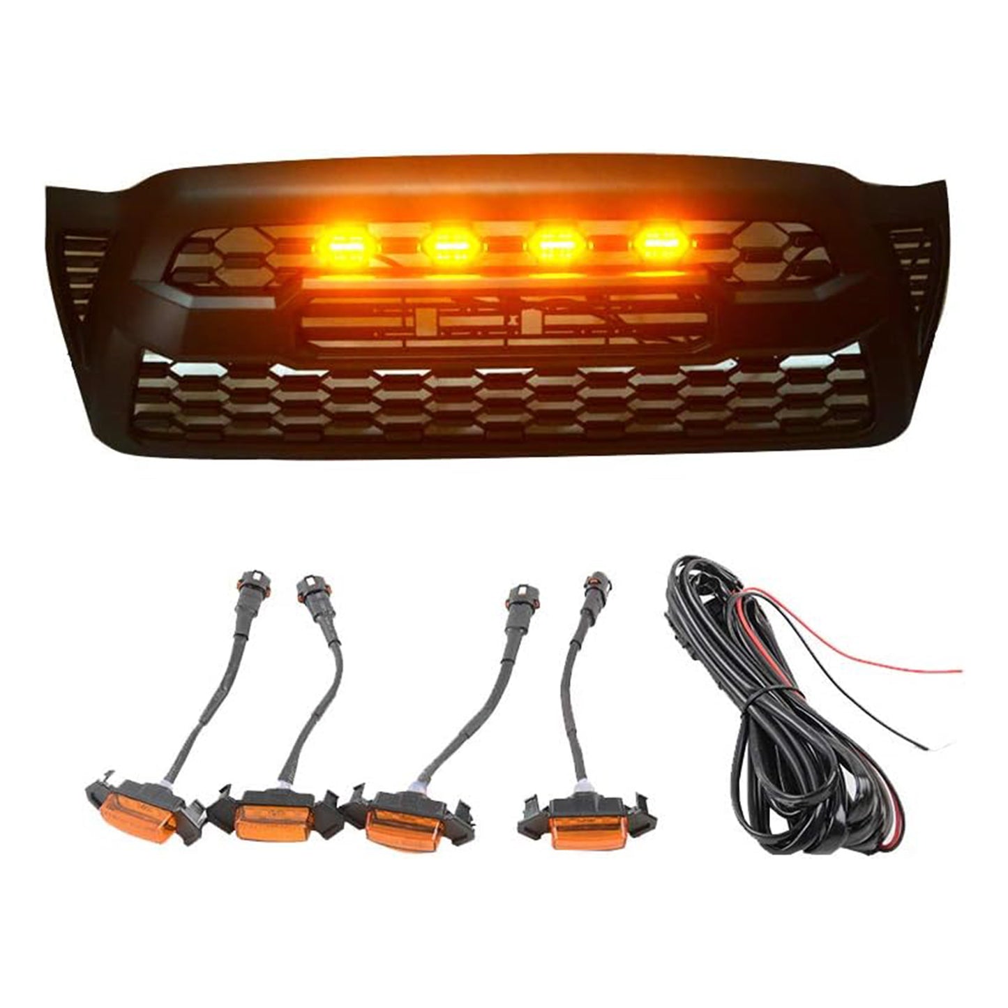 Amber Lights with Fuse for 2016-2018 Aftermarket Toyota Tacoma TRD PRO Grille (Amber Shell with Amber Light,4units,)