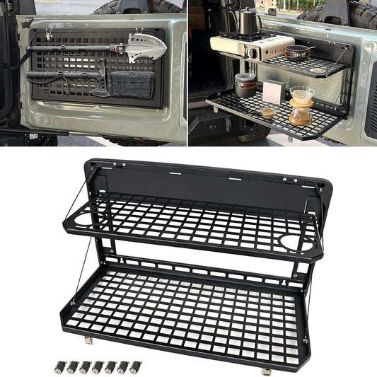 Tailgate Table Rear Foldable Cargo Shelf Aluminum Alloy Storage Shelf MOLLE Panel for Ford Bronco 2021-2024