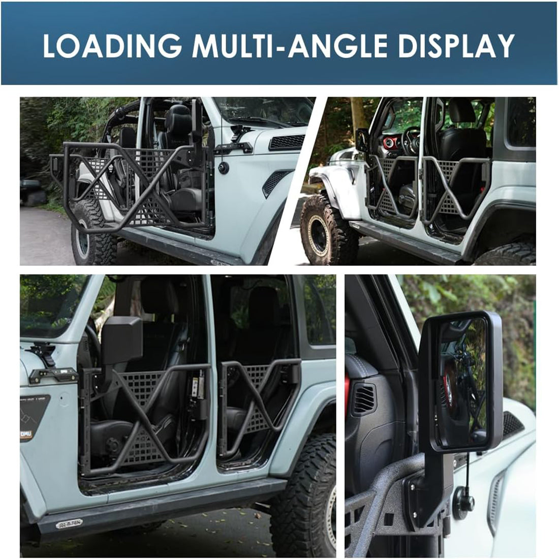 Durable Tube Doors for 2018-2024 Jeep Wrangler JL, JLU & Gladiator JT 4XE: Safari-Style Half Doors with Integrated Side View Mirror for Off-Road Adventures