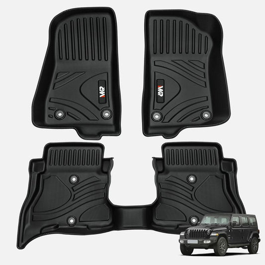 Floor Mats for Jeep Wrangler JL Unlimited 4XE 2021-2024  Door All Weather TPE Custom Fit Car Mats Floor Liners 1st & 2nd Row, Black