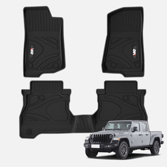 Floor Mats for Jeep Gladiator 2020-2024 All Weather TPE Custom Fit Car Mats Floor Liners 1st & 2nd Row Black