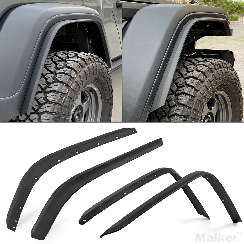 Rear Fender Flares Compatible with 2020-2023 Jeep Wrangler Gladiator JT Mojave & Rubicon, Off-Road Wheel Flares Liner 4 PCS