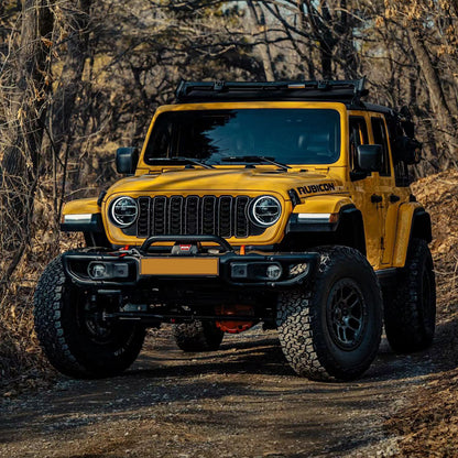 Front Mesh Grille Grid Grill for 2018-2024 Jeep Wrangler Rubicon Sahara Sport JL/JT Without Camera Hole Black Plastic