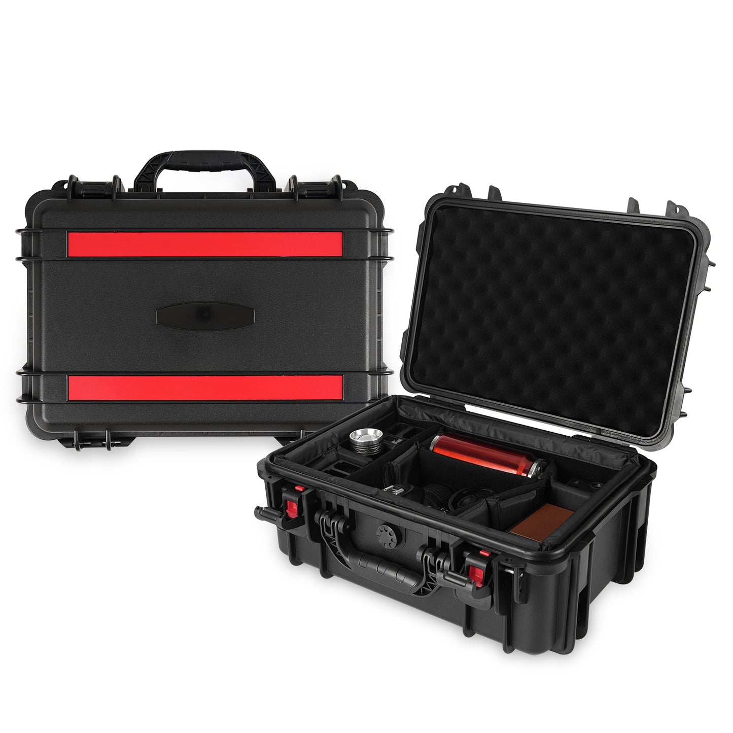 Waterproof Hard Case with Lid Storage Box and Dividers - Black Plastic Precision Instrument Case