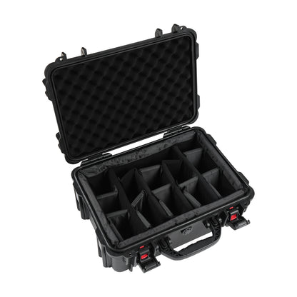 Waterproof Hard Case with Lid Storage Box and Dividers - Black Plastic Precision Instrument Case