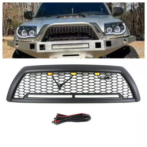 Black Front Grille Fits For Toyota 4 Runner 2006-2009 Honeycomb Grill with Light