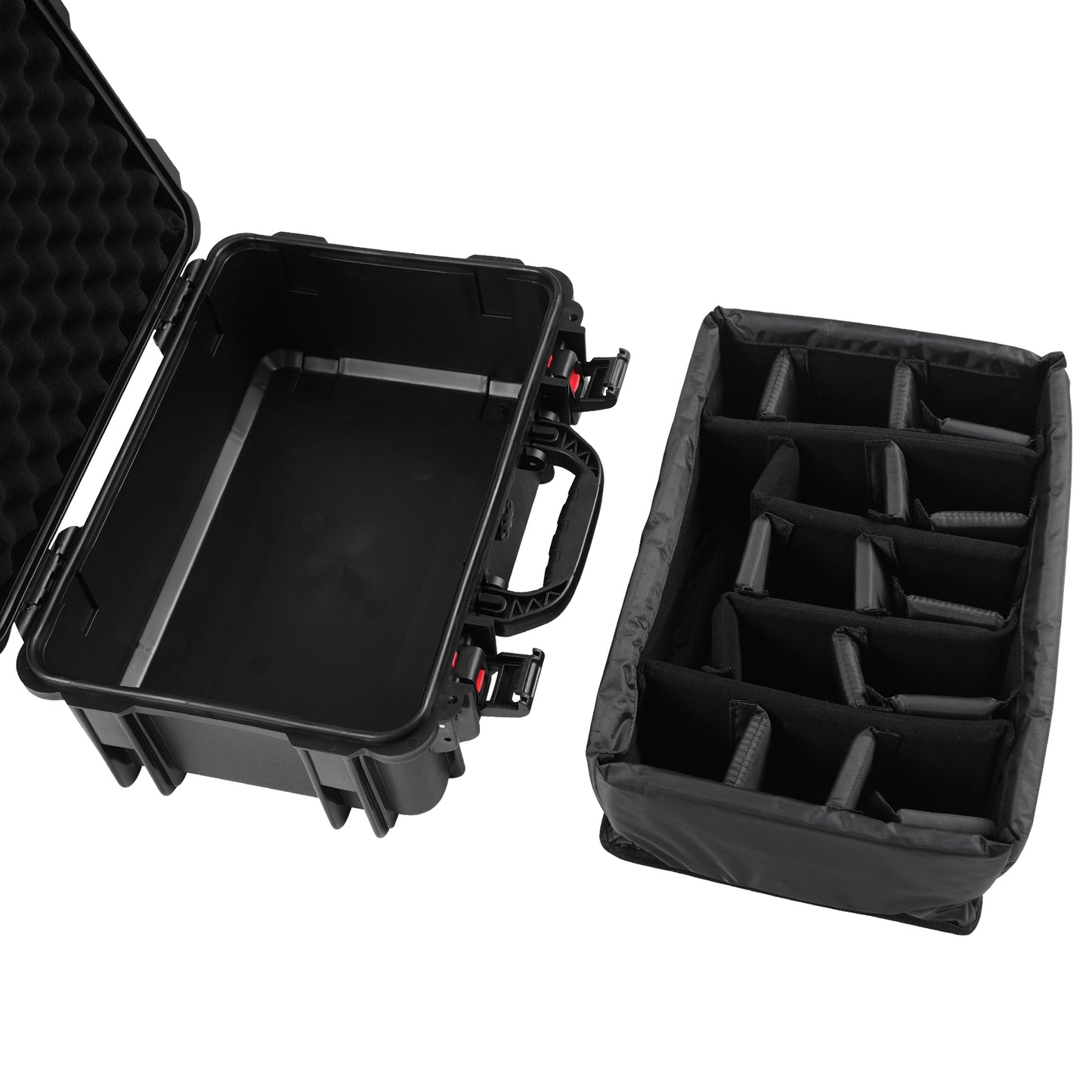 Waterproof Hard Case with Lid Storage Box and Dividers - Black Plastic Precision Instrument Case