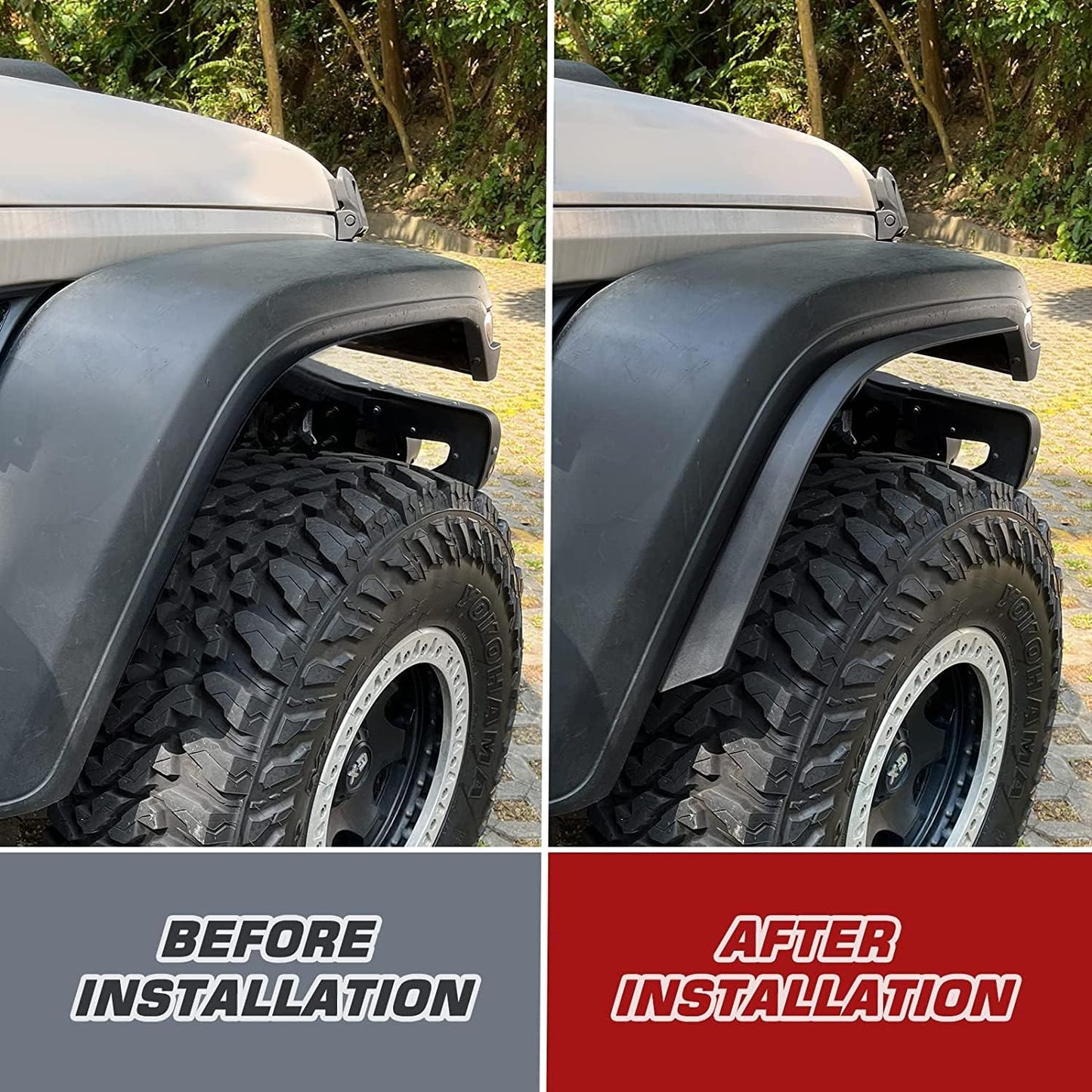 4 PCS JL Front & Rear Fender Flares Compatible with 2018-2023 Jeep Wrangler JL & JLU Unlimited Sahara (Not Fit High Clearance Fender Flares,Not fit 4xe)