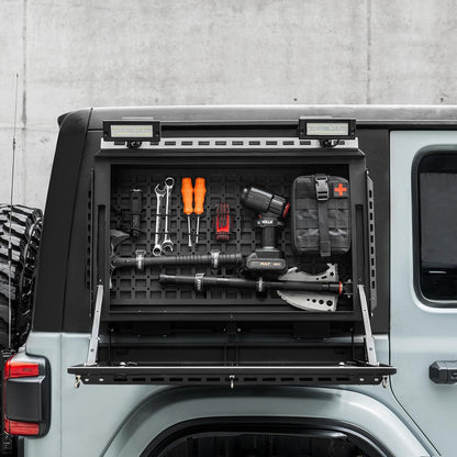 Rear Side Window Storage Box - Tactical Modular MOLLE Panel for Tools and Accessories, Rear Window Storage Panel Kit with Lock For Jeep Wrangler JL 2018-2024