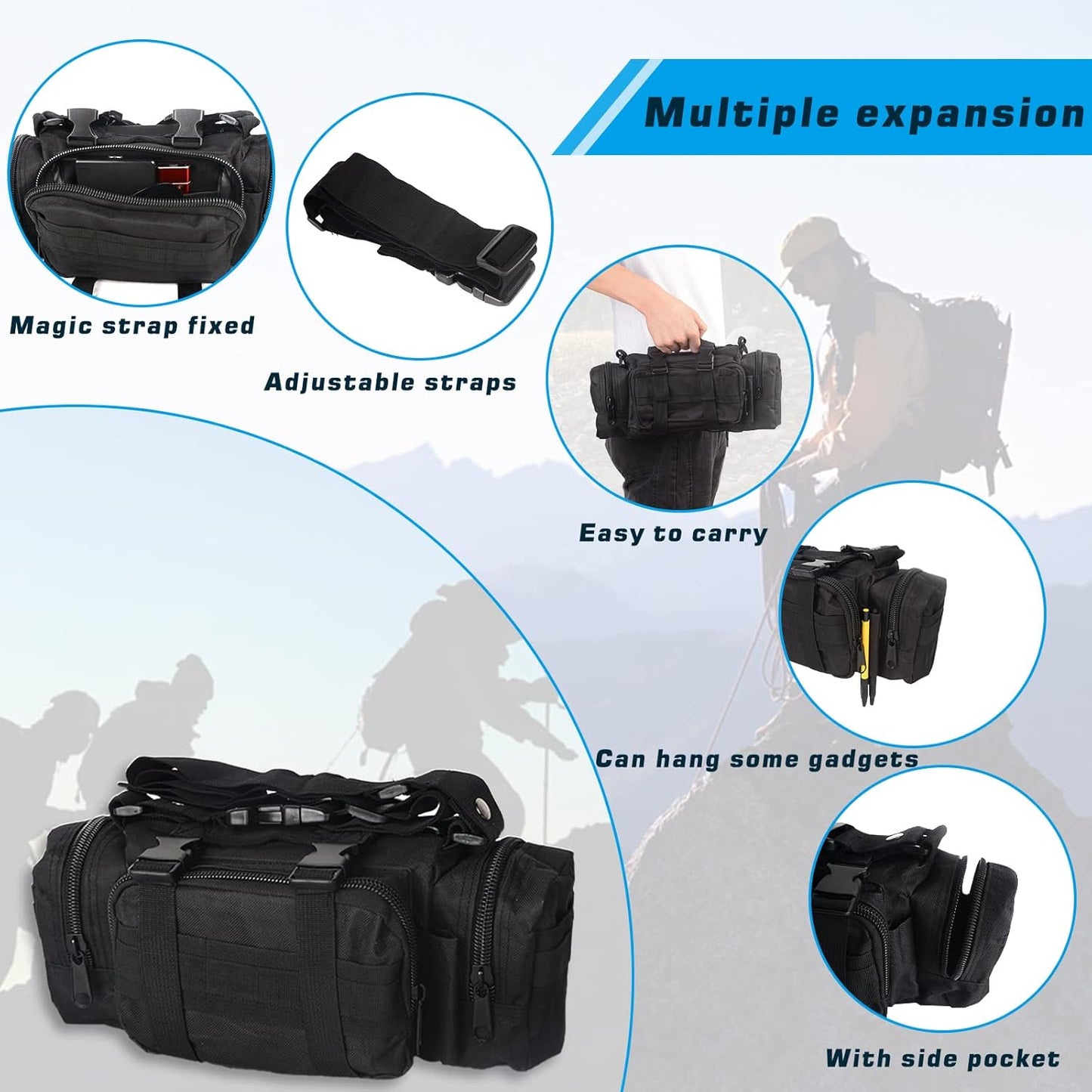 Versatile Tactical Back Seat Organizer with 3 Removable Pouches for Any Vehicle