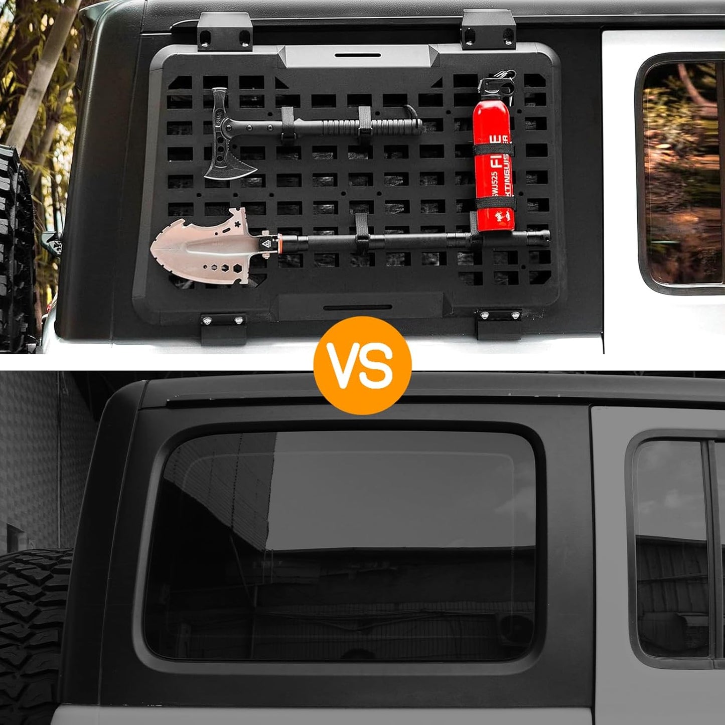 Rear Window Molle Panel System for 2018-2024 Jeep Wrangler JL 4Doors - Modular Storage and Protective Decoration