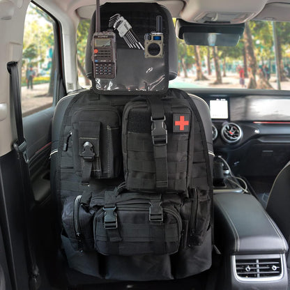 Versatile Tactical Back Seat Organizer with 3 Removable Pouches for Any Vehicle