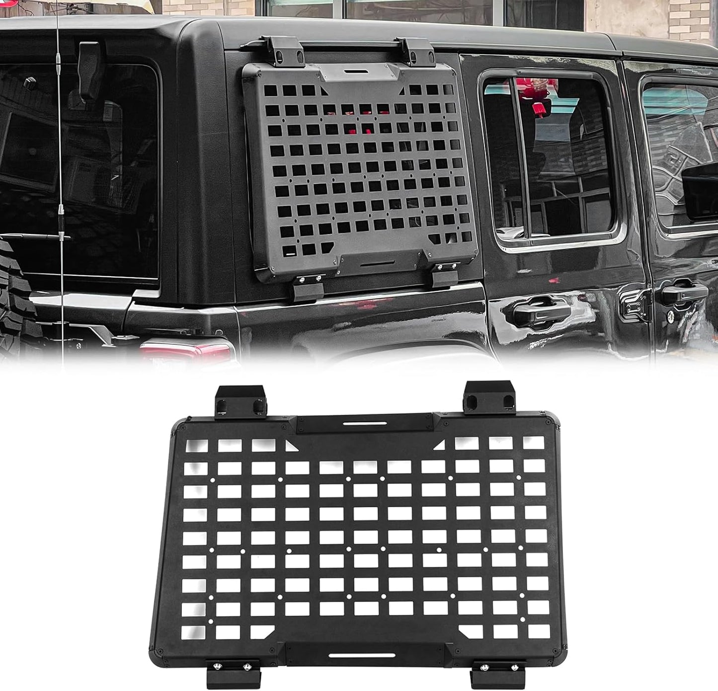 Rear Window Molle Panel System for 2018-2024 Jeep Wrangler JL 4Doors - Modular Storage and Protective Decoration