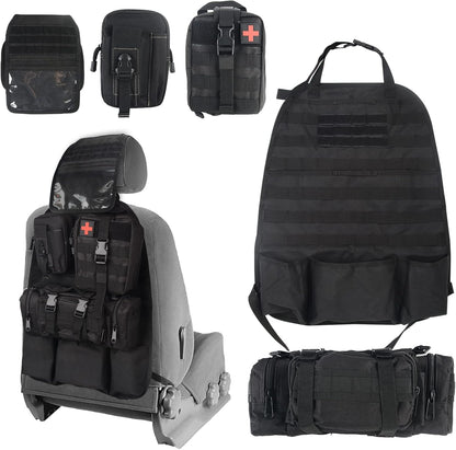 Versatile Tactical Back Seat Organizer with 3 Removable Pouches for Any Vehicle