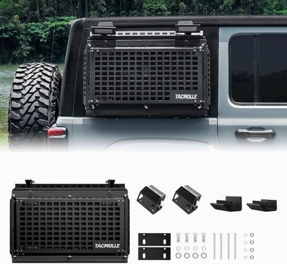 Rear Side Window Storage Box - Tactical Modular MOLLE Panel for Tools and Accessories, Rear Window Storage Panel Kit with Lock For Jeep Wrangler JL 2018-2024