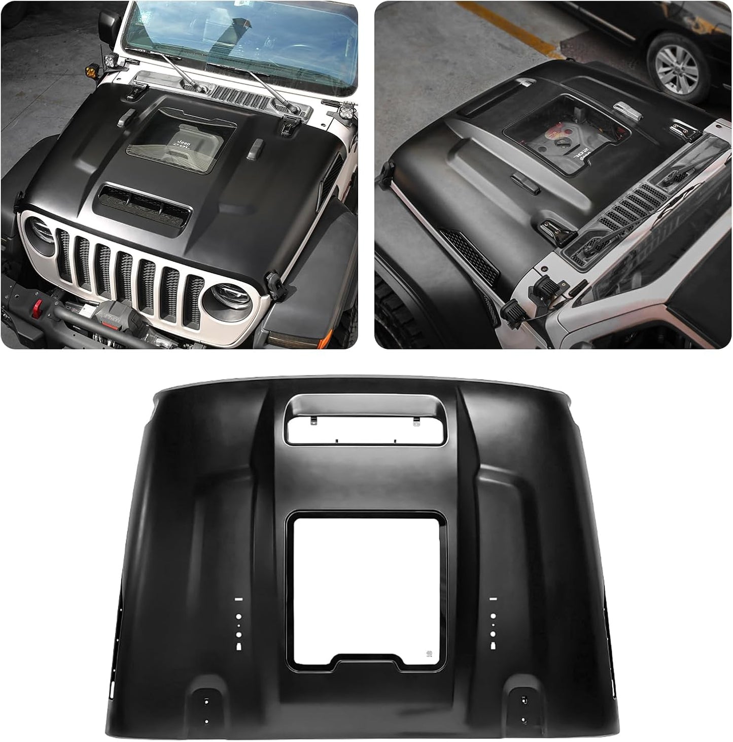 Replacement Hood Vented Heat Dispersion for 2018-2024 Jeep Wrangler JL JLU 2020-2024 Gladiator JT 2/4 Door