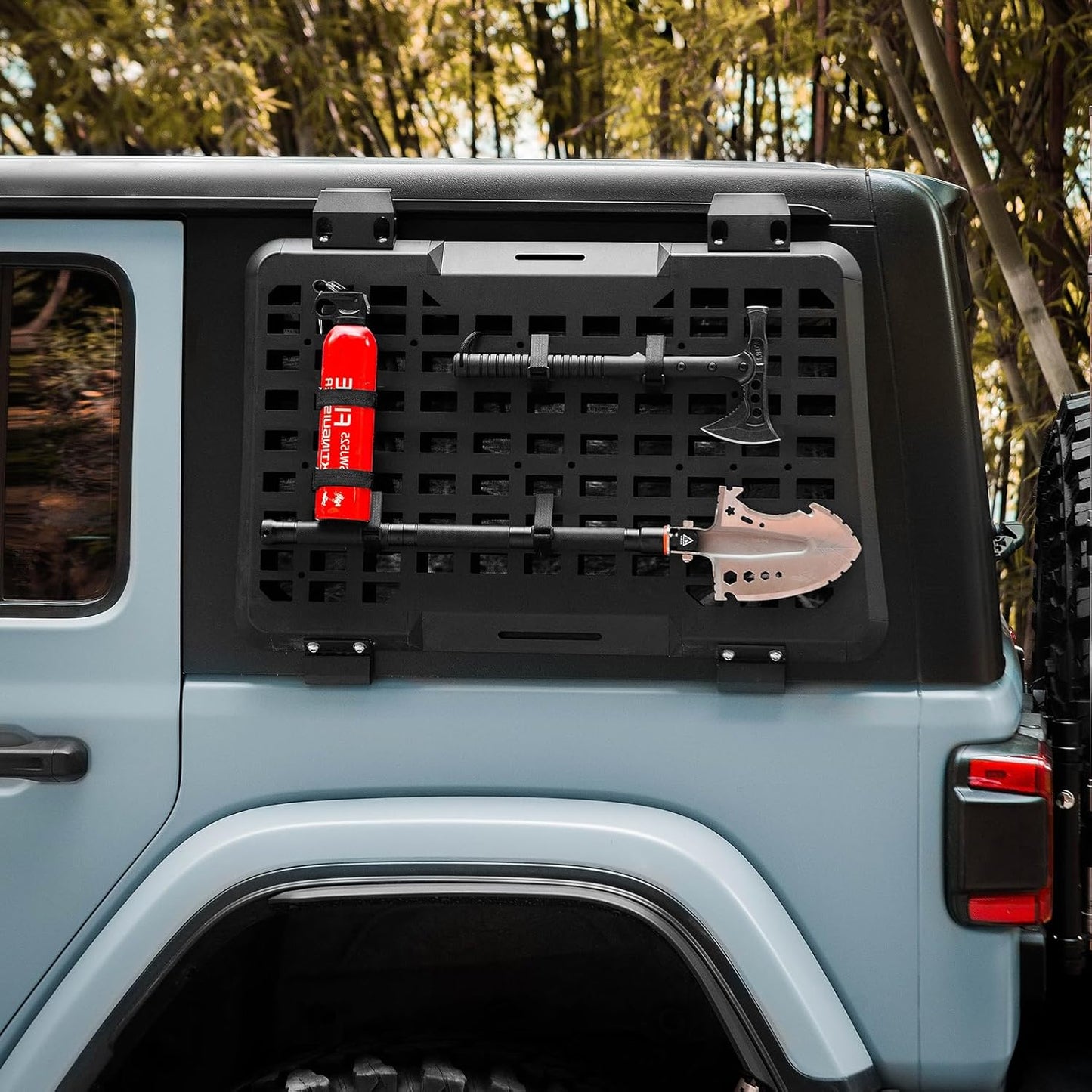 Rear Window Molle Panel System for 2018-2024 Jeep Wrangler JL 4Doors - Modular Storage and Protective Decoration