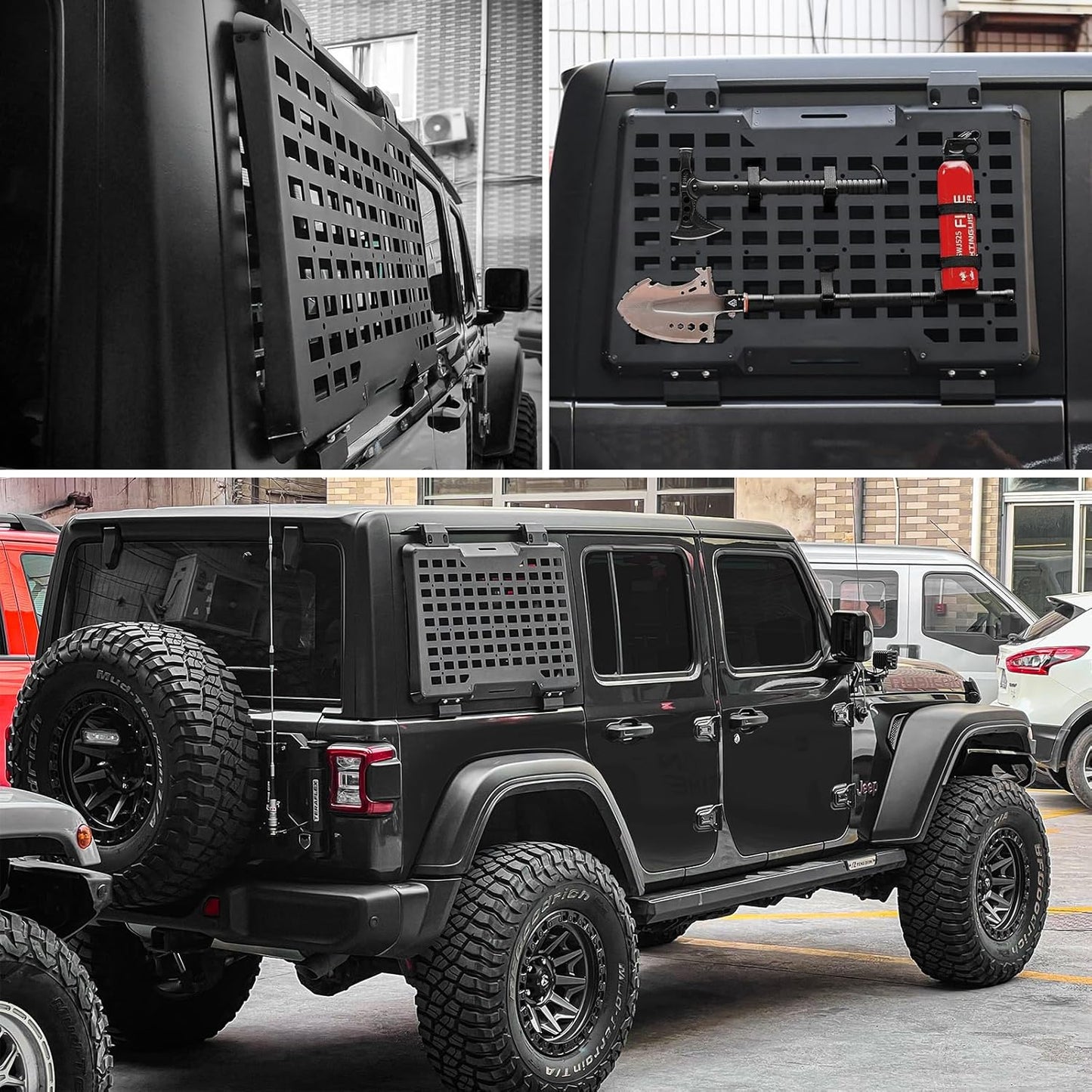 Rear Window Molle Panel System for 2018-2024 Jeep Wrangler JL 4Doors - Modular Storage and Protective Decoration