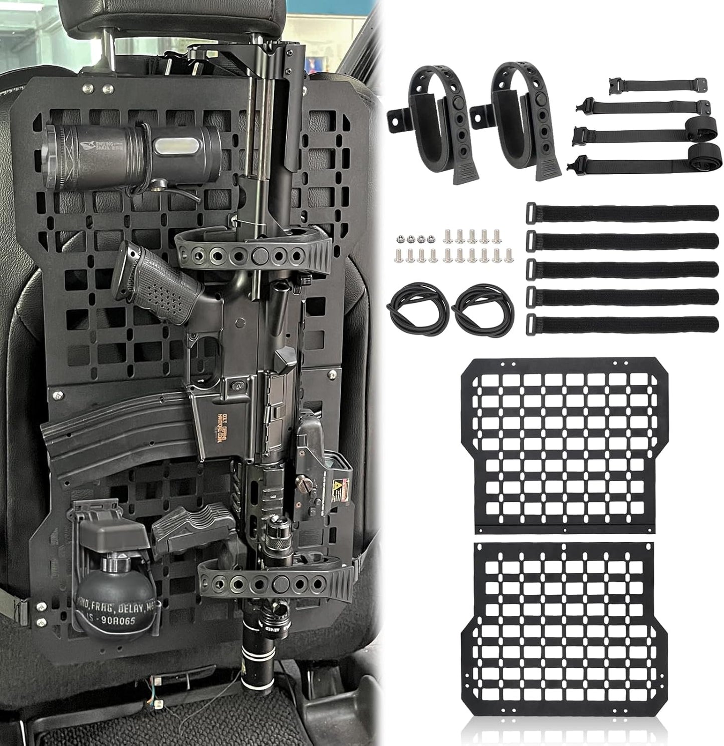 Truck Gun Rack Molle Seat Back Organizer Gun Holder Molle Panel for Vehicles Tactical Truck Mount Panels