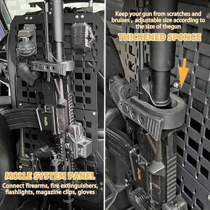 Truck Gun Rack Molle Seat Back Organizer Gun Holder Molle Panel for Vehicles Tactical Truck Mount Panels