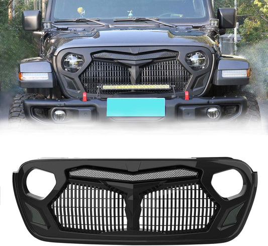 LED Warframe style/Armor Style Grille compatible with Jeep Wrangler 2018-2020 JL JLU Rubicon Sahara Sport/2020 JT Gladiator