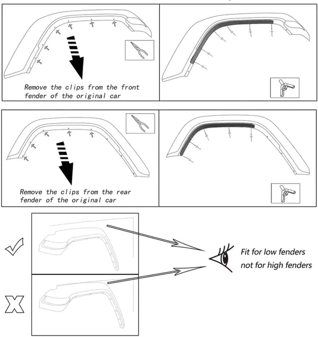 4 PCS JL Front & Rear Fender Flares Compatible with 2018-2023 Jeep Wrangler JL & JLU Unlimited Sahara (Not Fit High Clearance Fender Flares,Not fit 4xe)