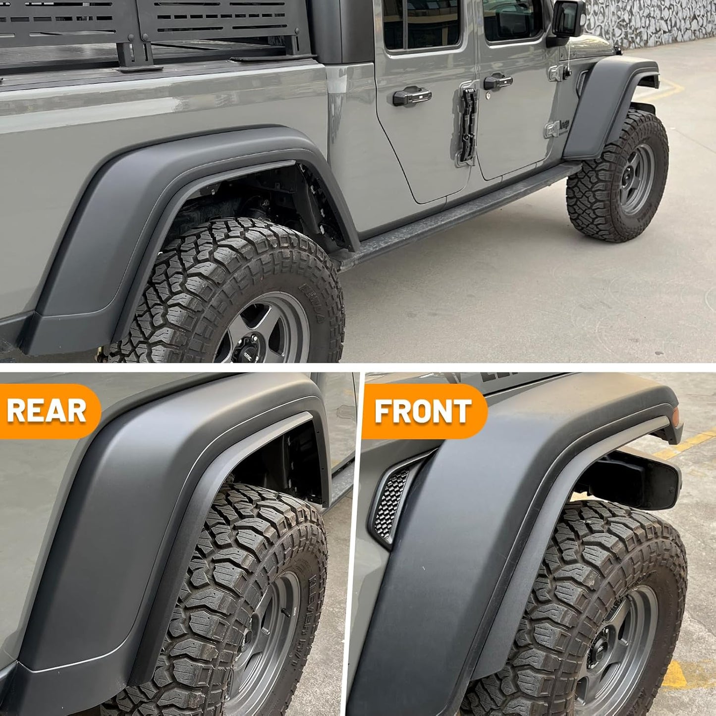 Rear Fender Flares Compatible with 2020-2023 Jeep Wrangler Gladiator JT Mojave & Rubicon, Off-Road Wheel Flares Liner 4 PCS