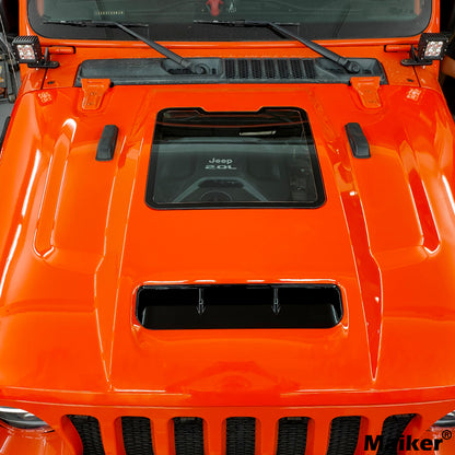 Replacement Hood Vented Heat Dispersion for 2018-2024 Jeep Wrangler JL JLU 2020-2024 Gladiator JT 2/4 Door