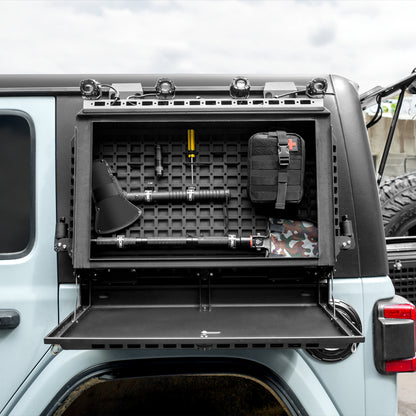 Rear Side Window Storage Box - Tactical Modular MOLLE Panel for Tools and Accessories, Rear Window Storage Panel Kit with Lock For Jeep Wrangler JL 2018-2024