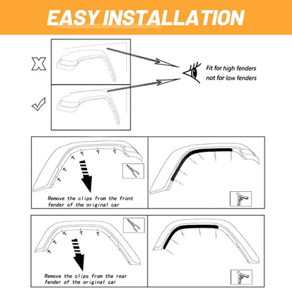 Rear Fender Flares Compatible with 2020-2023 Jeep Wrangler Gladiator JT Mojave & Rubicon, Off-Road Wheel Flares Liner 4 PCS