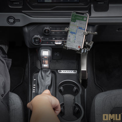 OMU Genesis Series Aluminum Center Console Grab Handle With Phone Holder For Ford Bronco