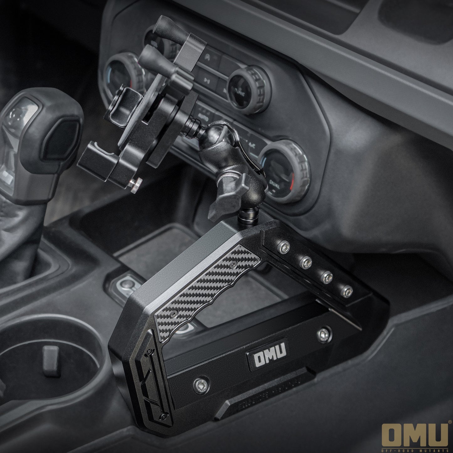 OMU Genesis Series Aluminum Center Console Grab Handle With Phone Holder For Ford Bronco