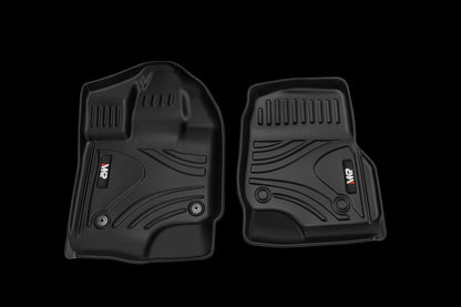 All-Weather TPE Truck Floor Mats for Ford F-150 2015-2024& F150 Lightning 2022-2024 SuperCrew (Rear w/o Fold Flat Storage) - Front and Rear Row, 3-Piece Set in Black