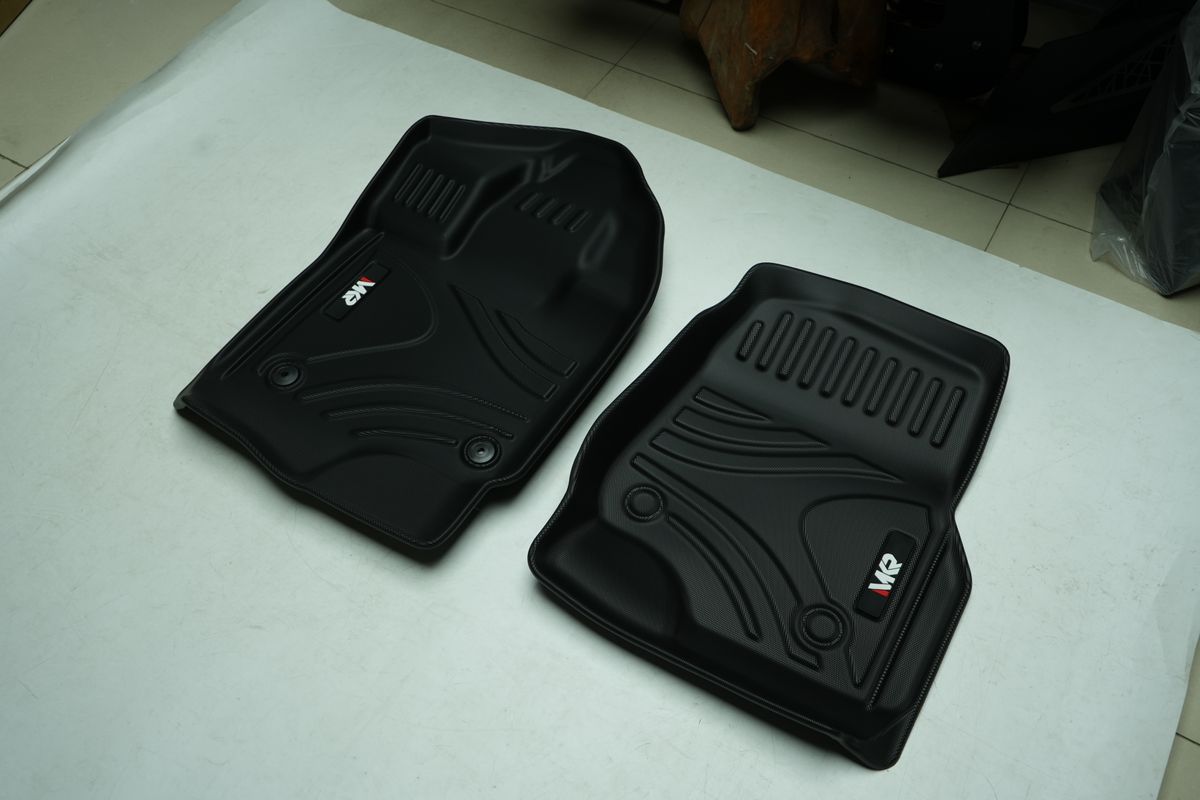 All-Weather TPE Truck Floor Mats for Ford F-150 2015-2024& F150 Lightning 2022-2024 SuperCrew (Rear w/o Fold Flat Storage) - Front and Rear Row, 3-Piece Set in Black